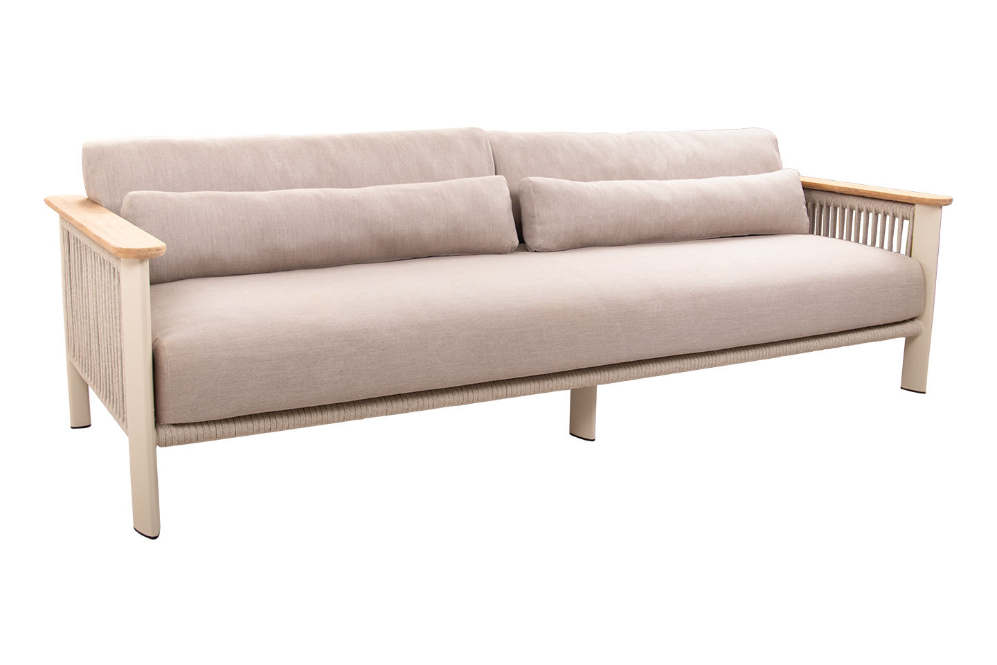 Carla Alu 3 Seater, Coated Linen, Wide Rope Linen, Frame Only